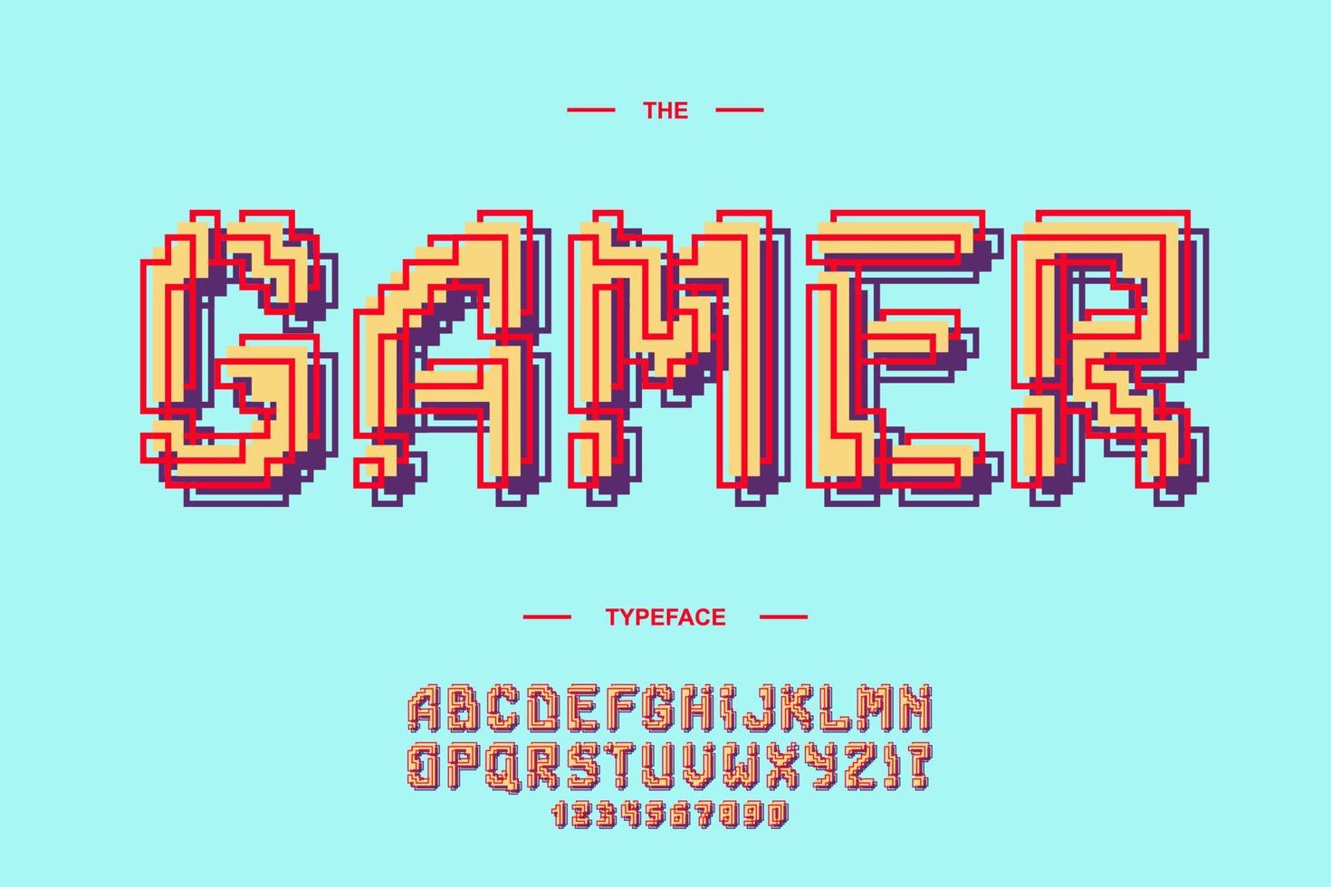 Vector gamer font 3d bold style