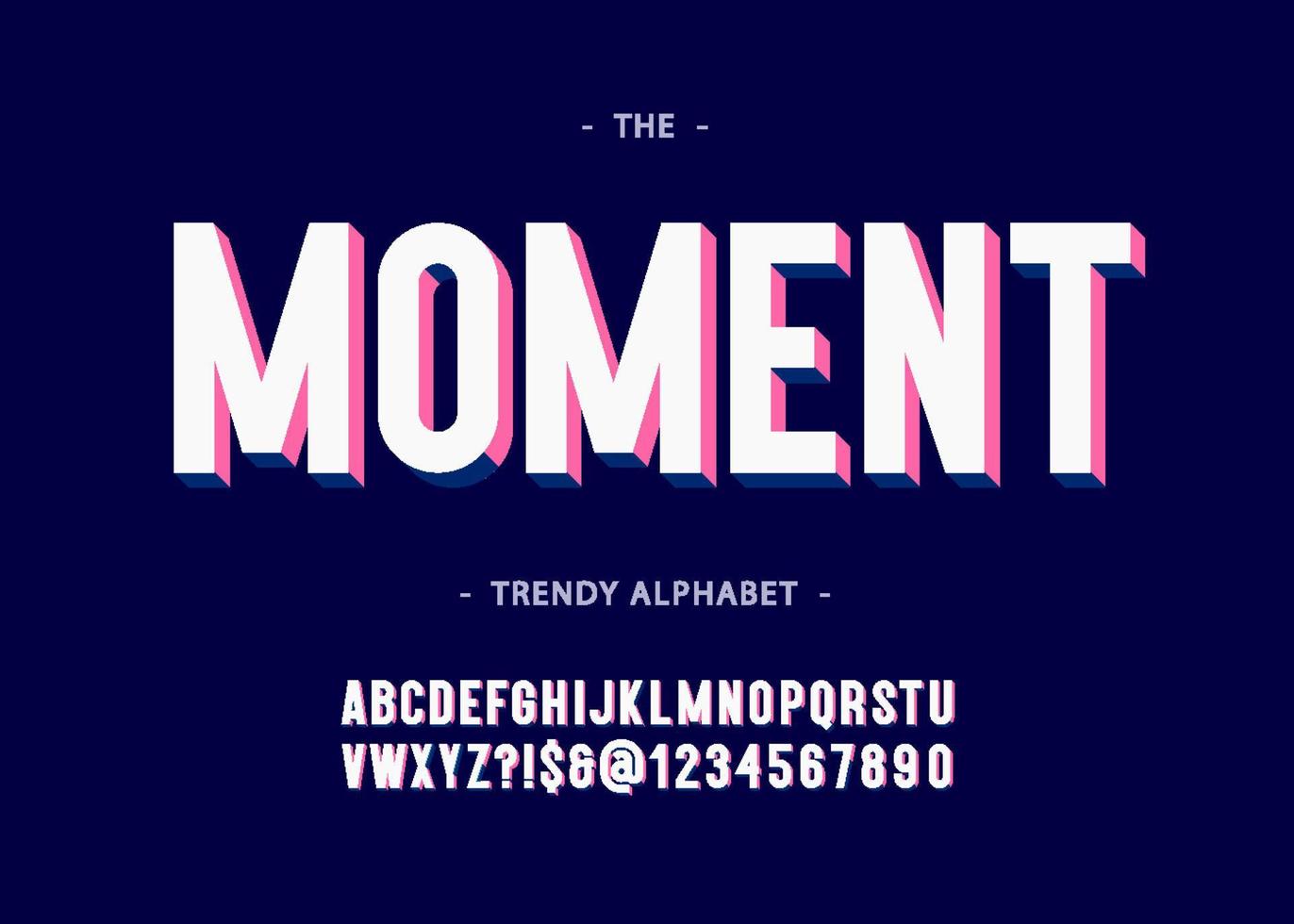 Moment alphabet 3d bold typography sans serif colorful style vector