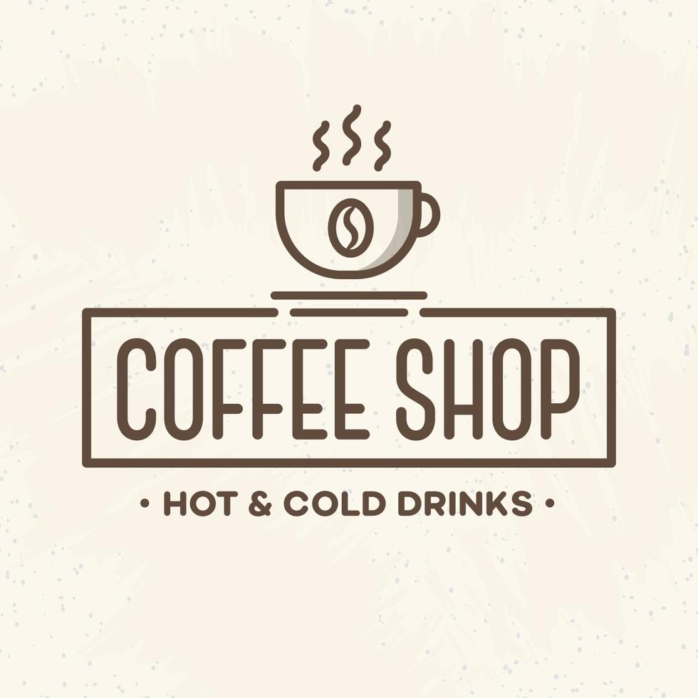Coffee shop logo with cup line style isolated on background for cafe, shop, restaurant vector