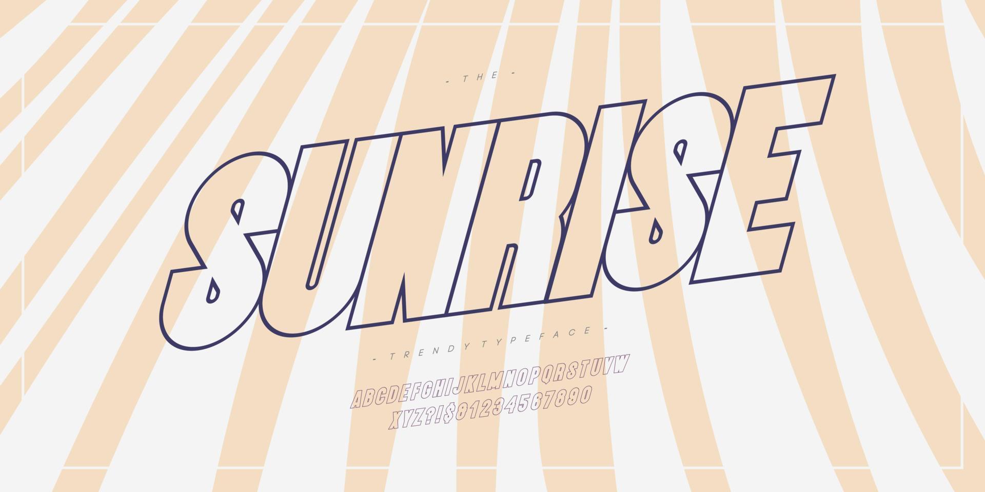 Sunrise font bold style for festive summer party vector