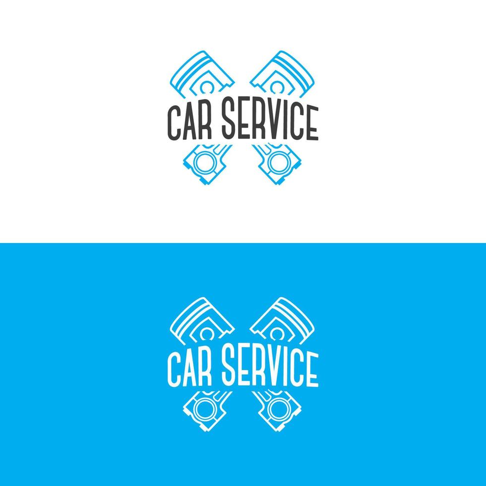 conjunto de logotipo de servicio de coche con engranaje y estilo de línea de llave inglesa vector