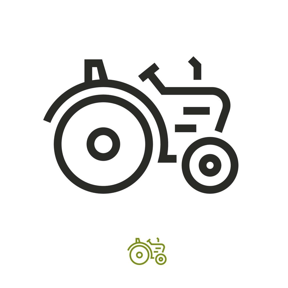 estilo de línea de icono de vector de máquina de granjero de tractor