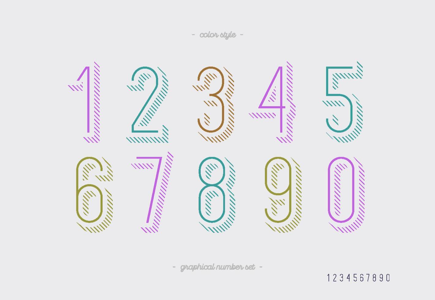 Numbers vector set outline style