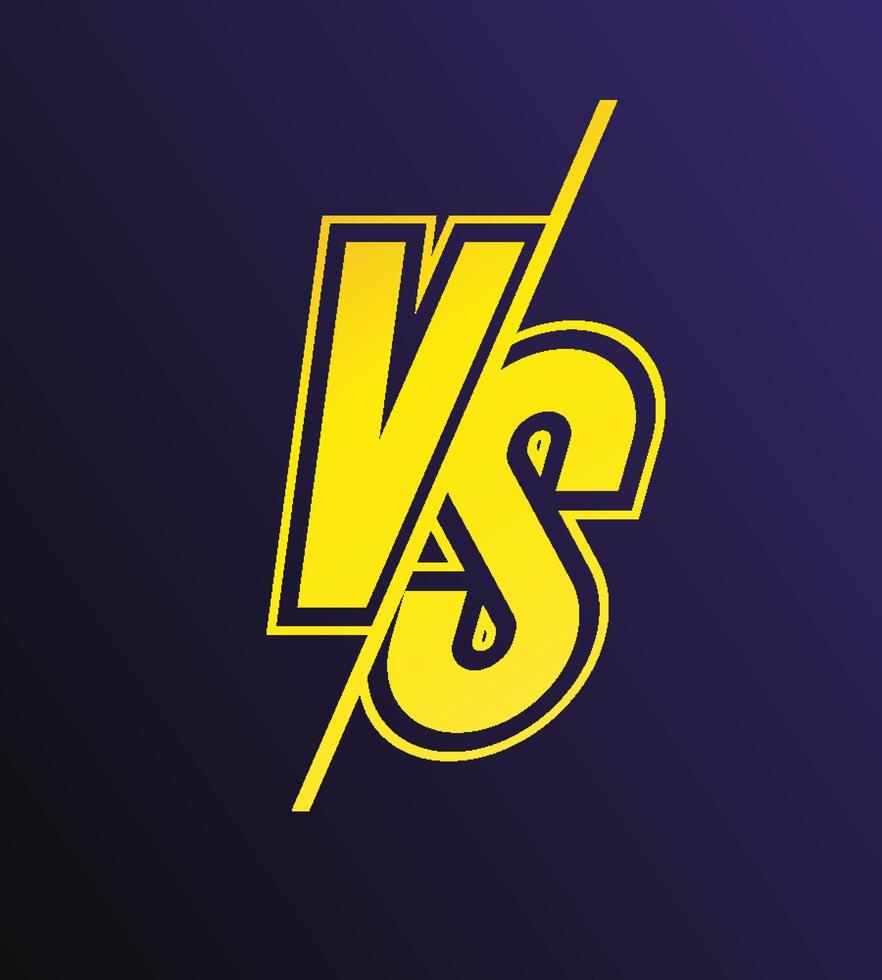 Vector versus sign modern neon gradient style yellow color