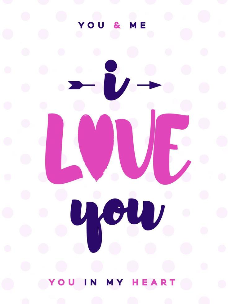 Valentines day greeting card with sign i love you on lovely cute background vector