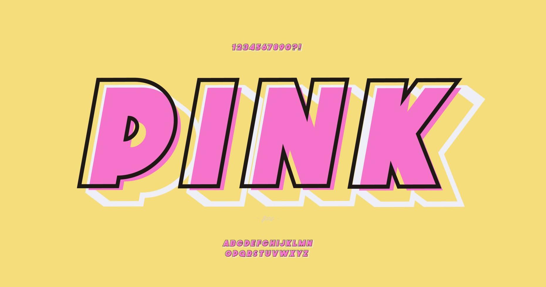 Vector pink font 3d bold style