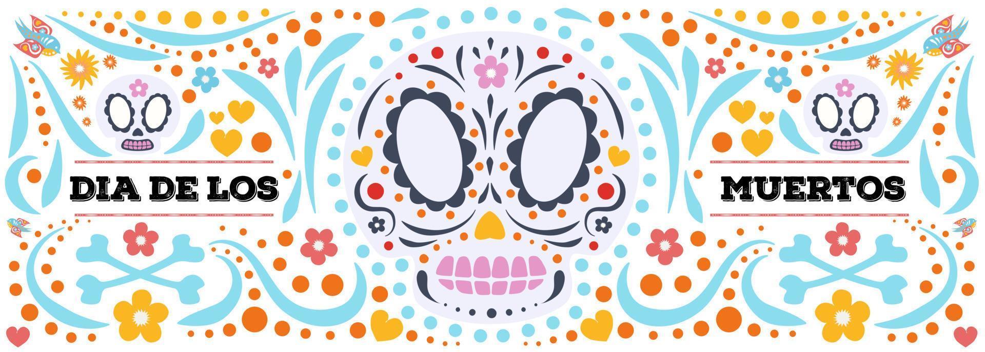 Dia De Los Muertos banner cute style vector