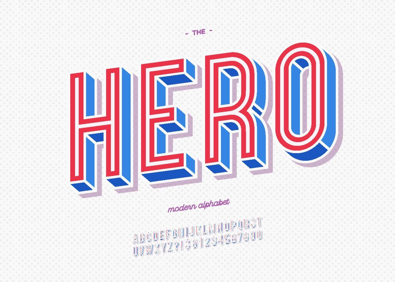 Vector hero typeface trendy typography colorful style