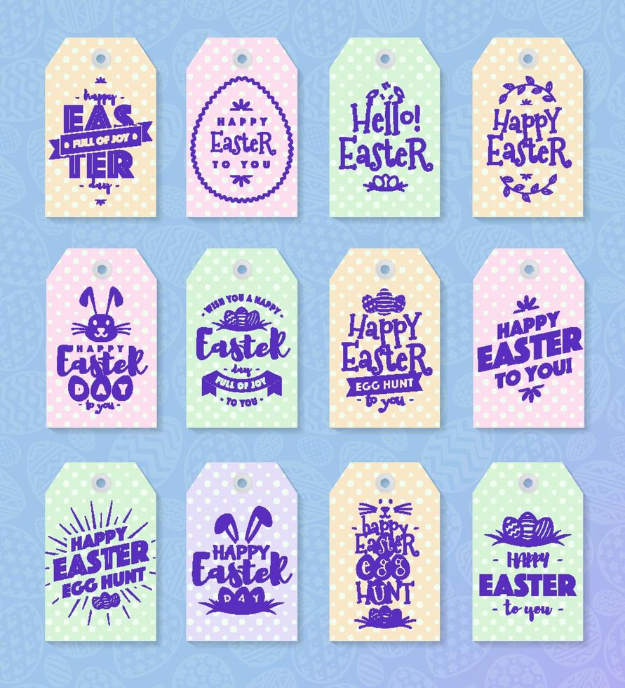 Easter tag set typography style for sale, label, badges, party, greeting card vector