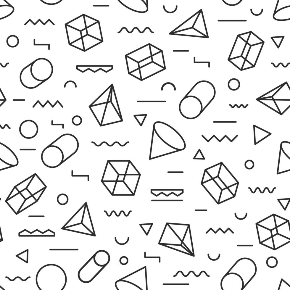 Geometric pattern seamless black color style consisting of line geometric shapes and other. Vector Illustration