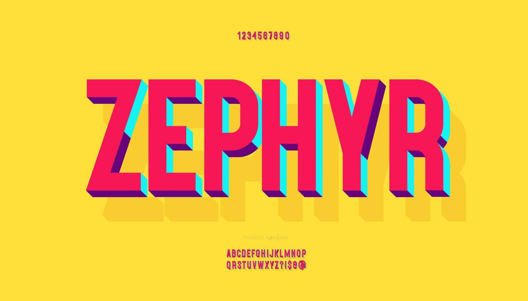 Vector zephyr font 3d bold colorful style
