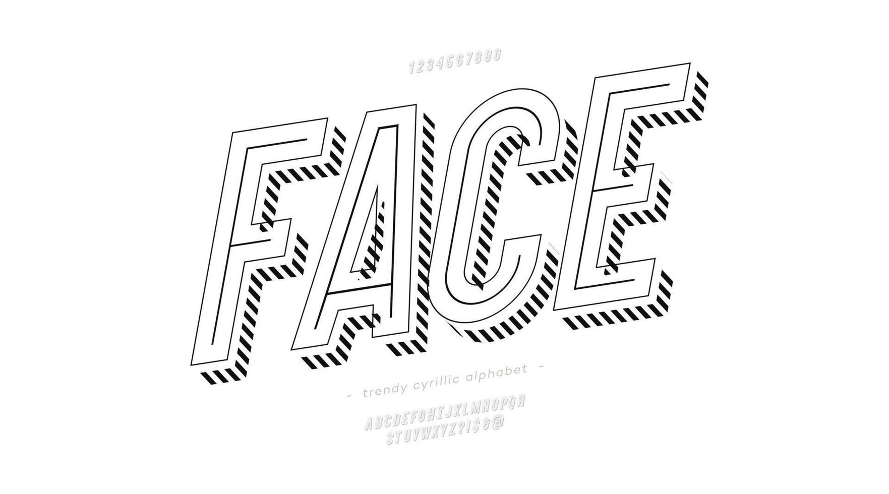 Vector face font 3D bold style