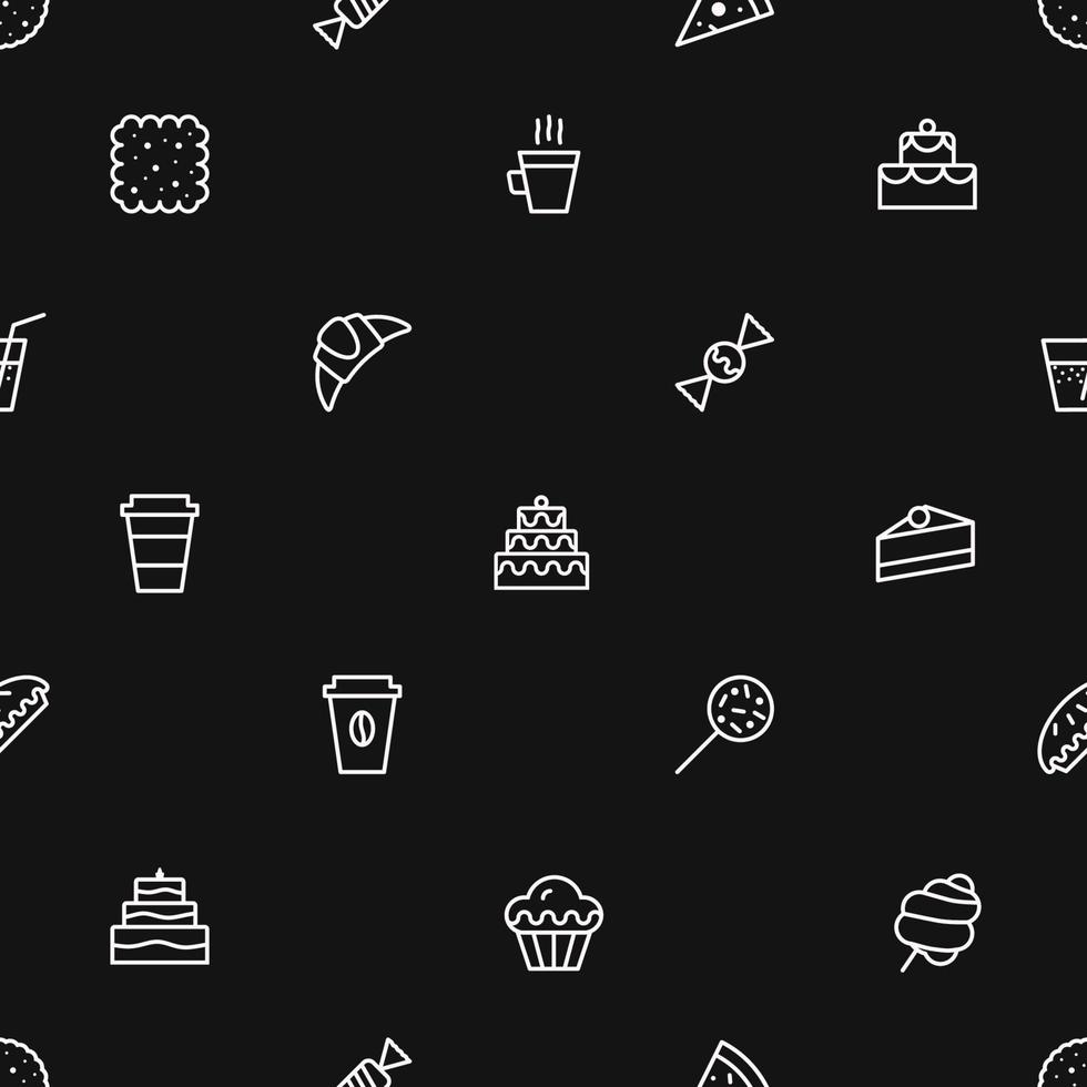 bakery pattern outline style vector
