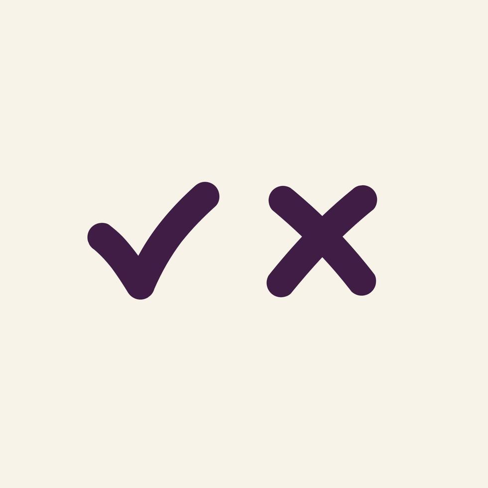 Right and wrong check mark vector icons