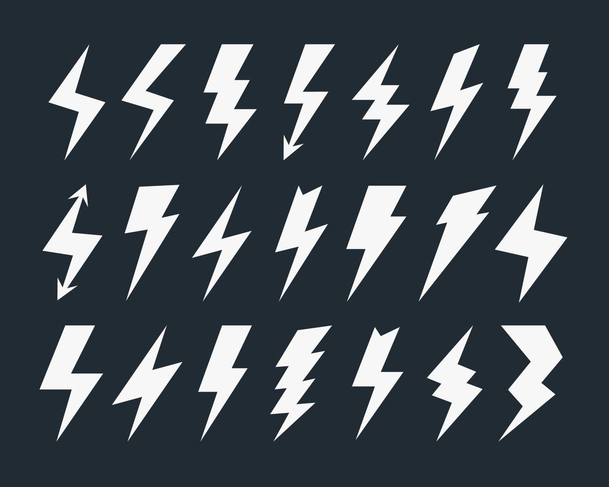 Lightning bolt icon vector set