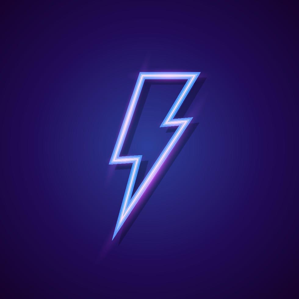 Vector energy lightning bolt logo neon style
