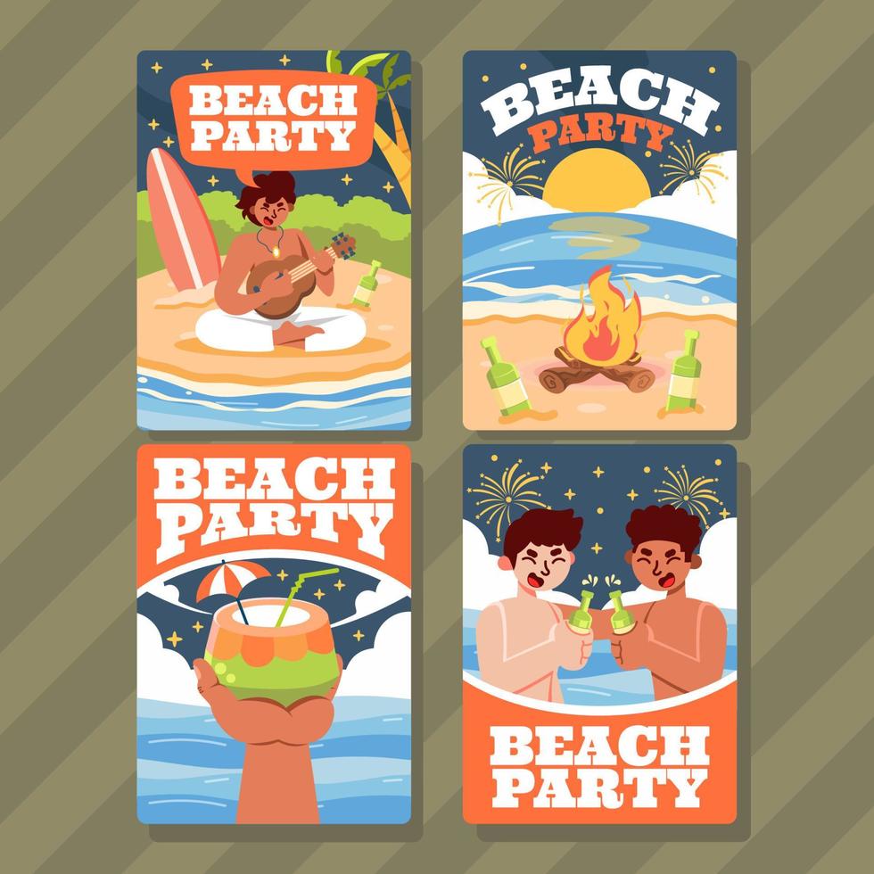 Night Beach Party Card vector