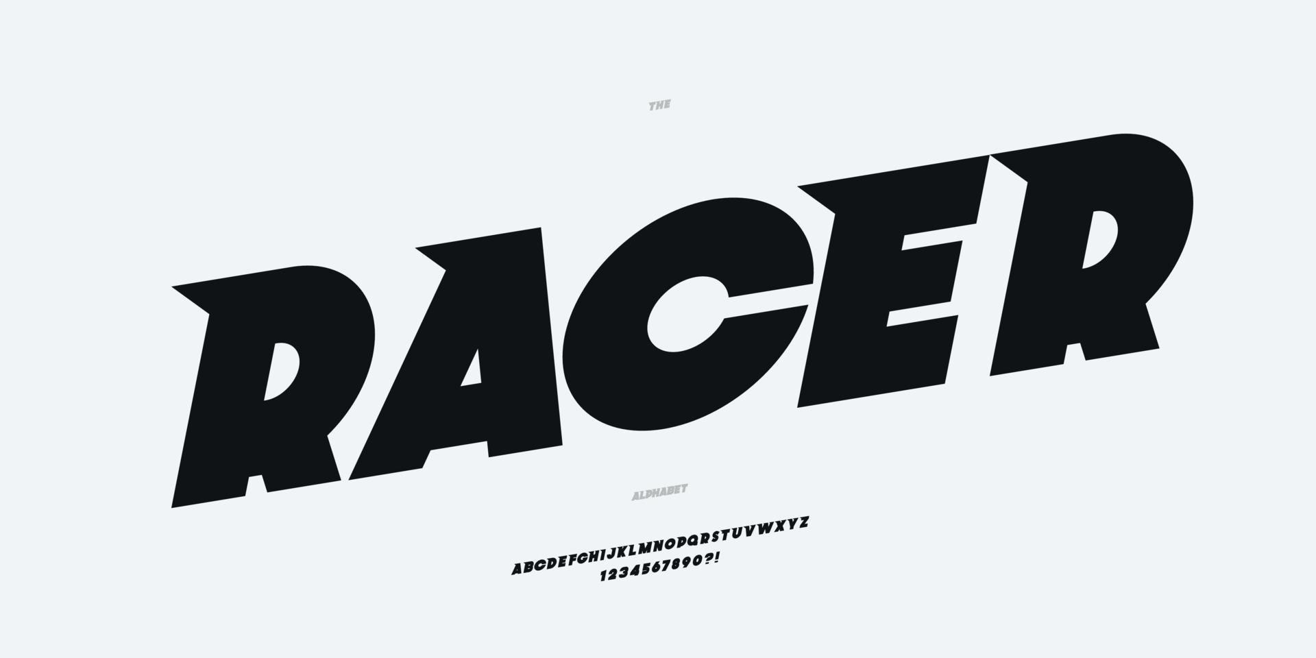 Vector racer font bold style modern typography