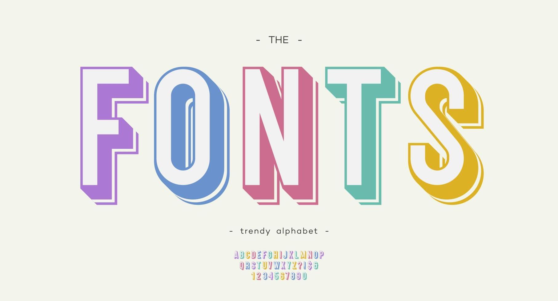 Vector fonts bold color style modern typography