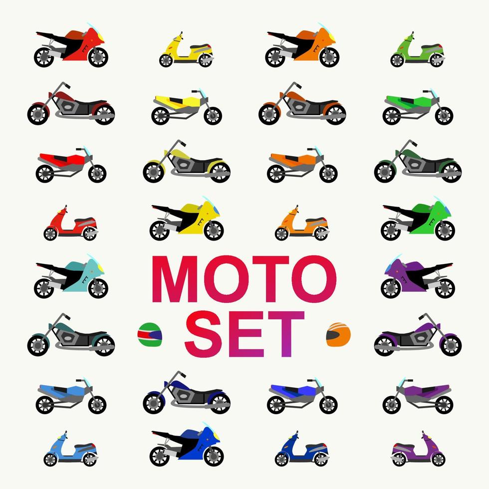 motocircle and motobike set flat style for concept vector