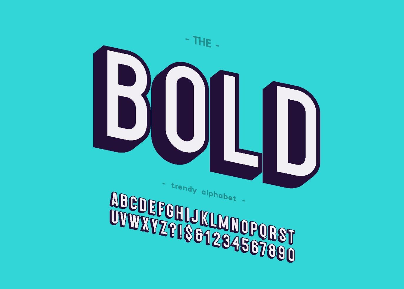 Vector bold font trendy 3d typography sans serif