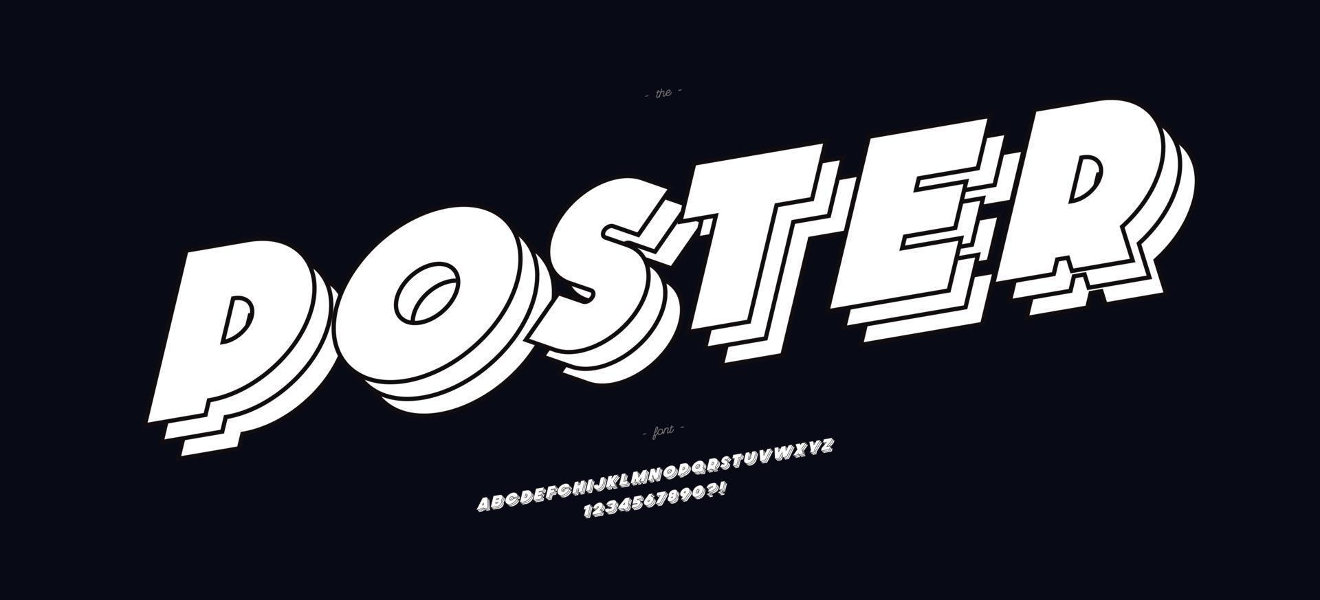 Vector poster font 3d bold style