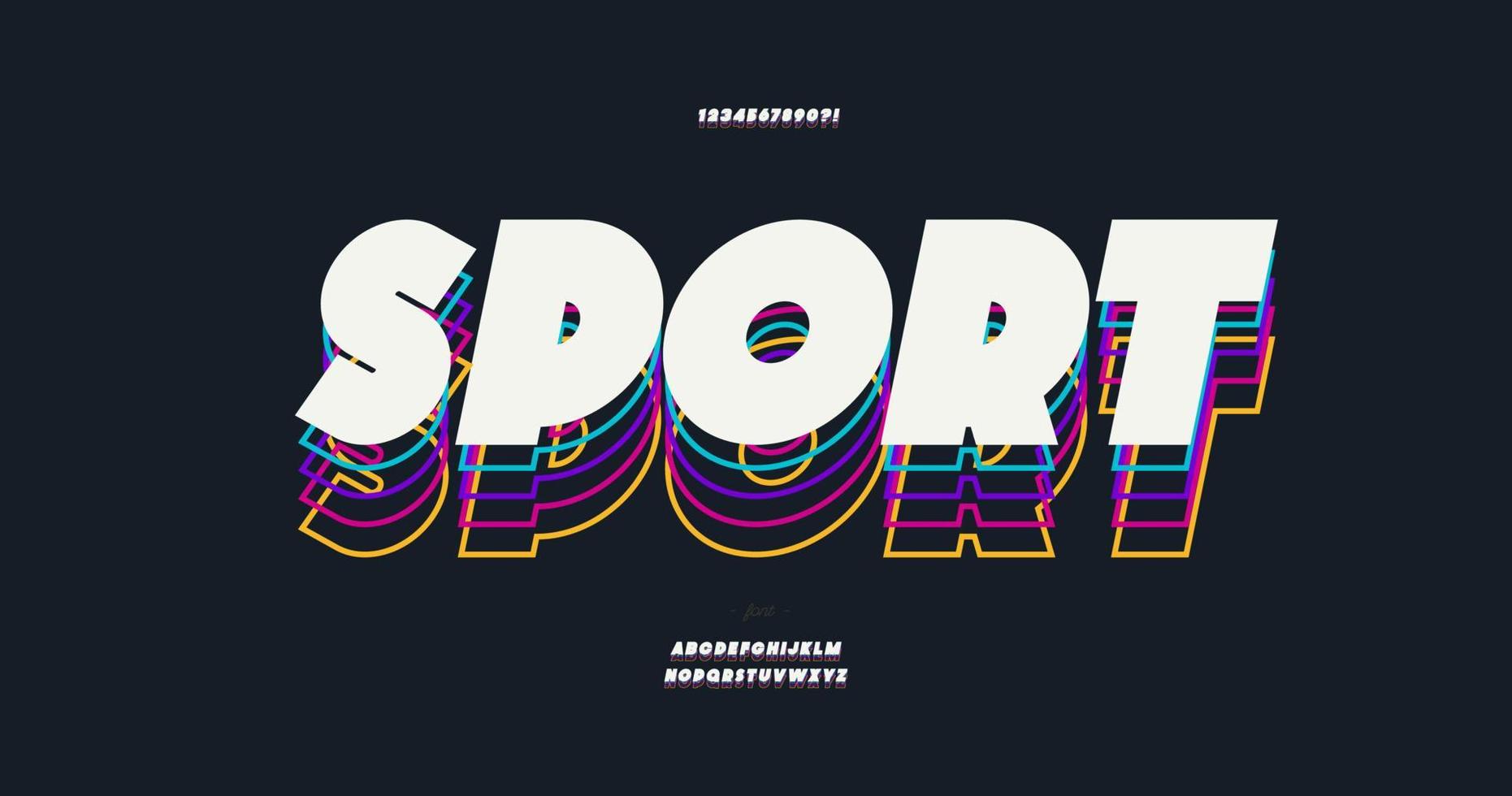 deporte alfabeto 3d negrita tipografía moderna vector