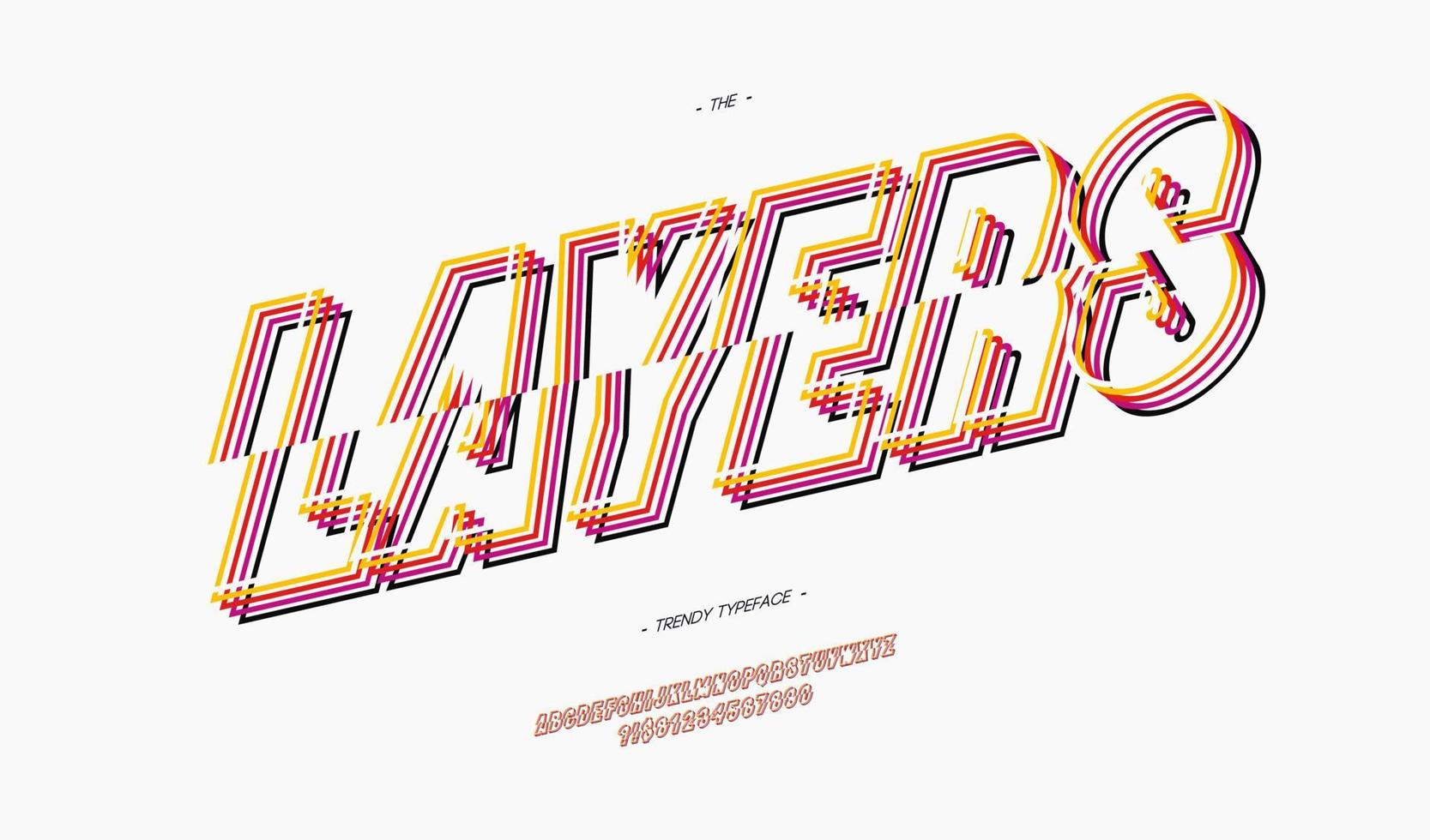 Vector layers font color line style trendy typography