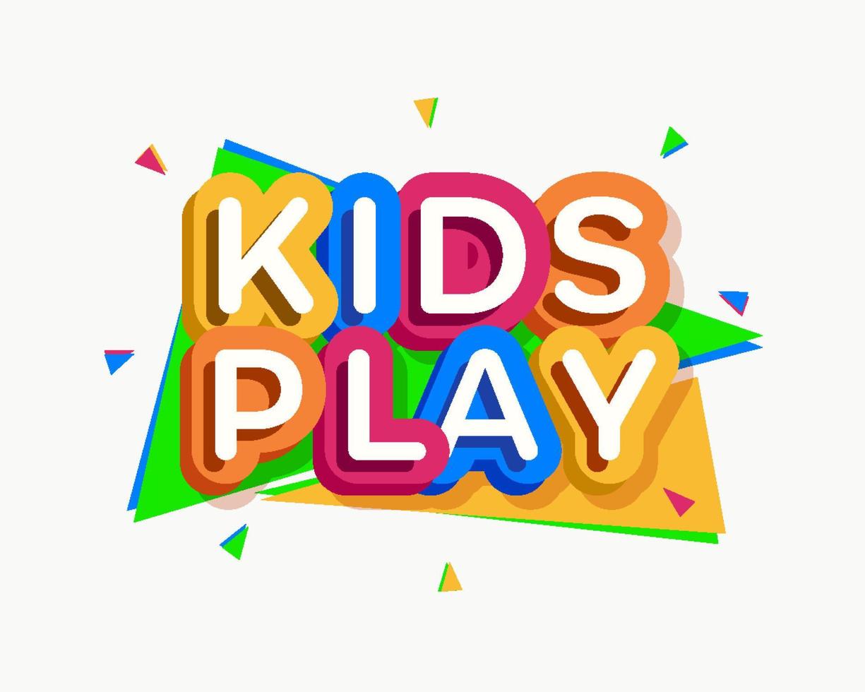 Vector kids play logo cartoon colorful style