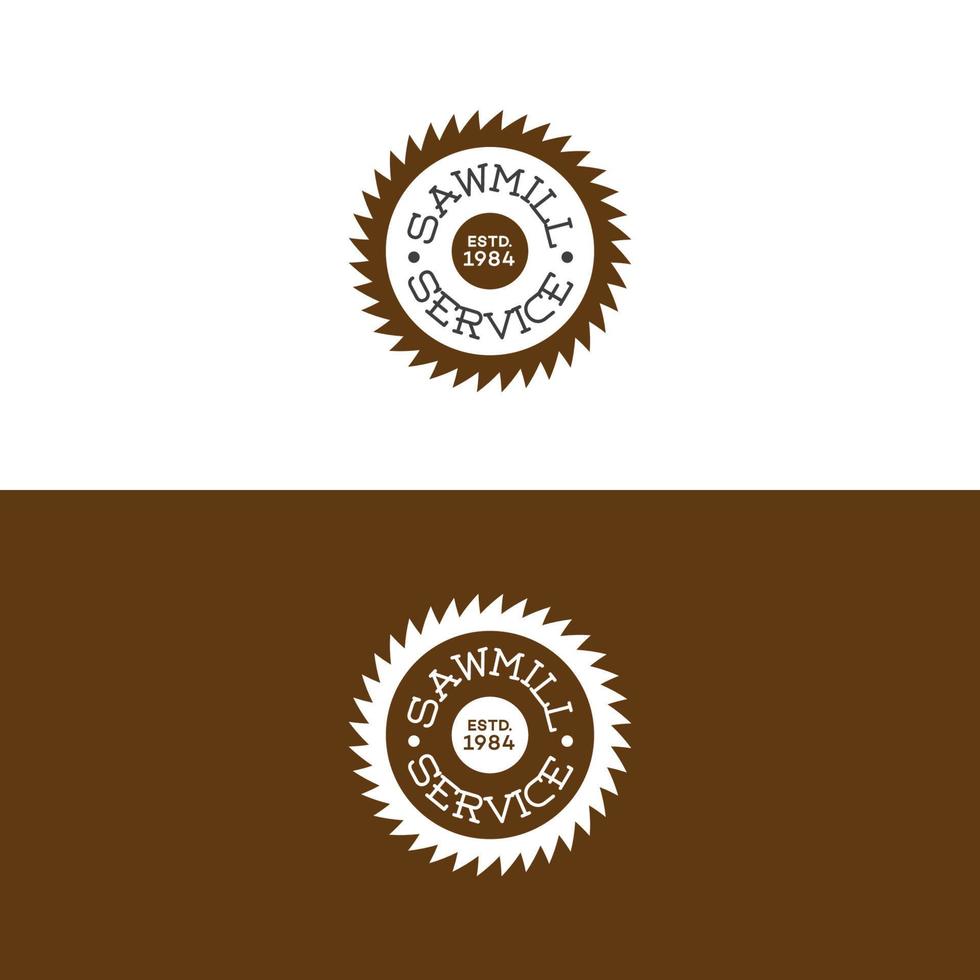 Set of sawmill service logo with saw isolated on background for woodwork vector