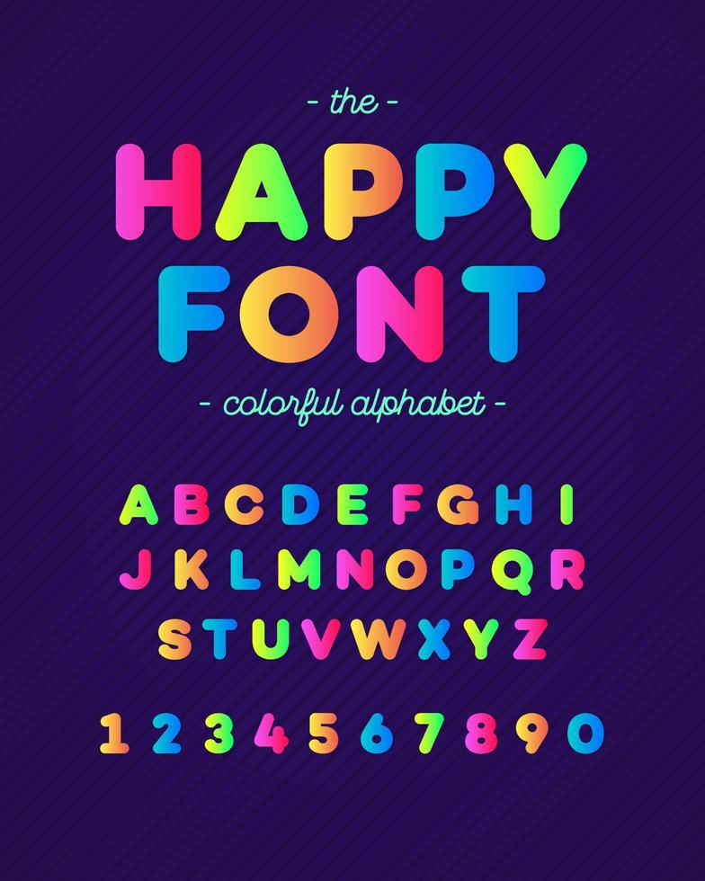 vector fuente feliz estilo colorido tipografía moderna