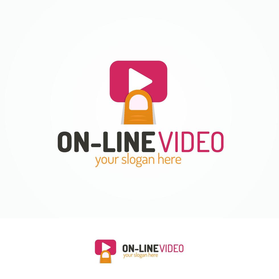 logotipo de video en línea establecido estilo de color plano vector