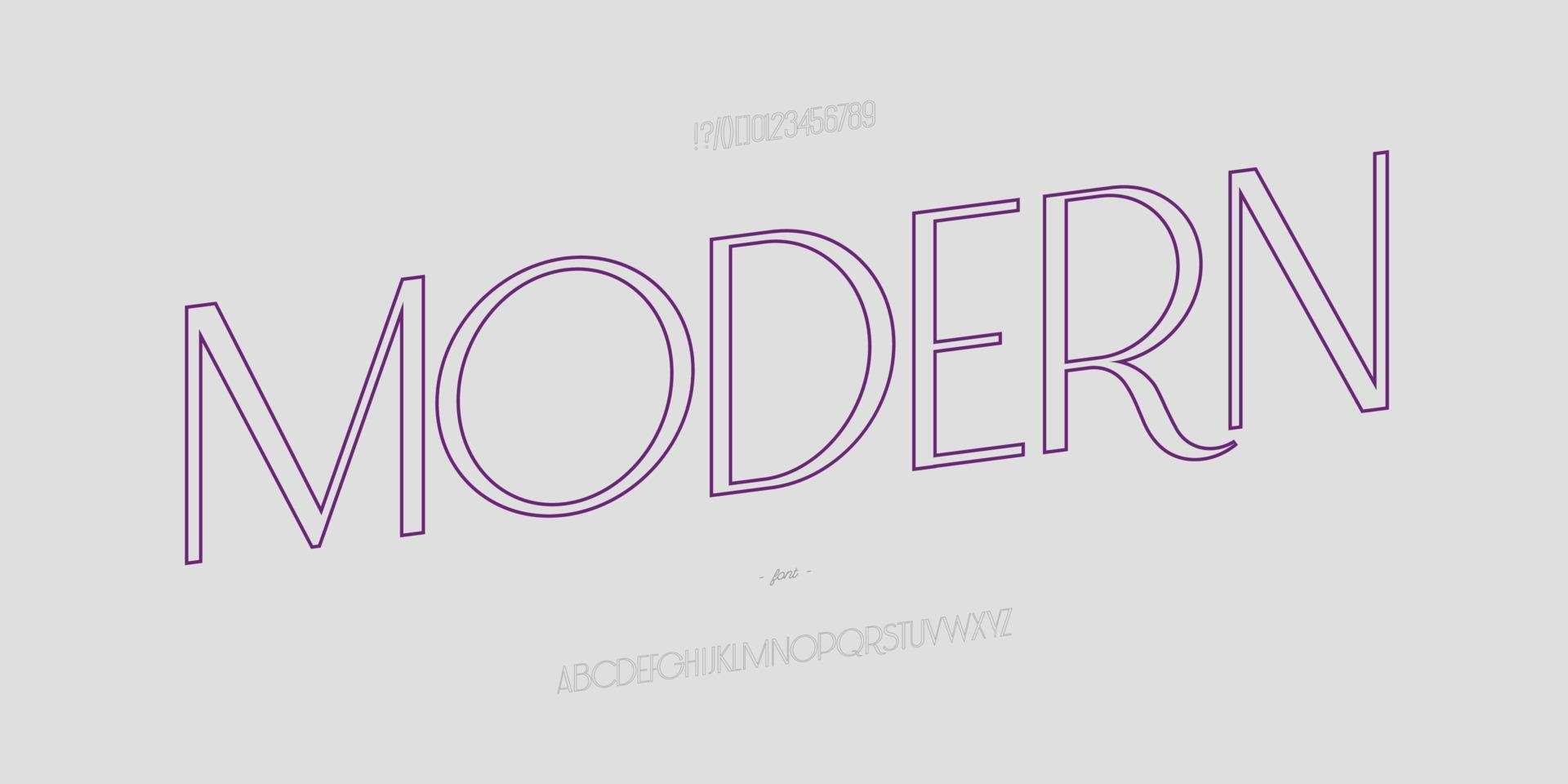 Outline modern font sans serif style vector