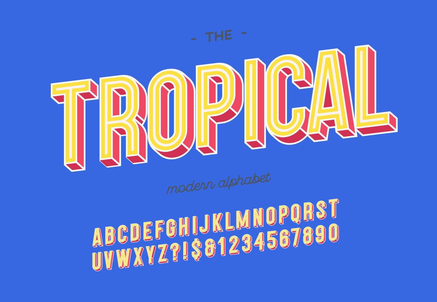 fuente tropical estilo negrita 3d vector