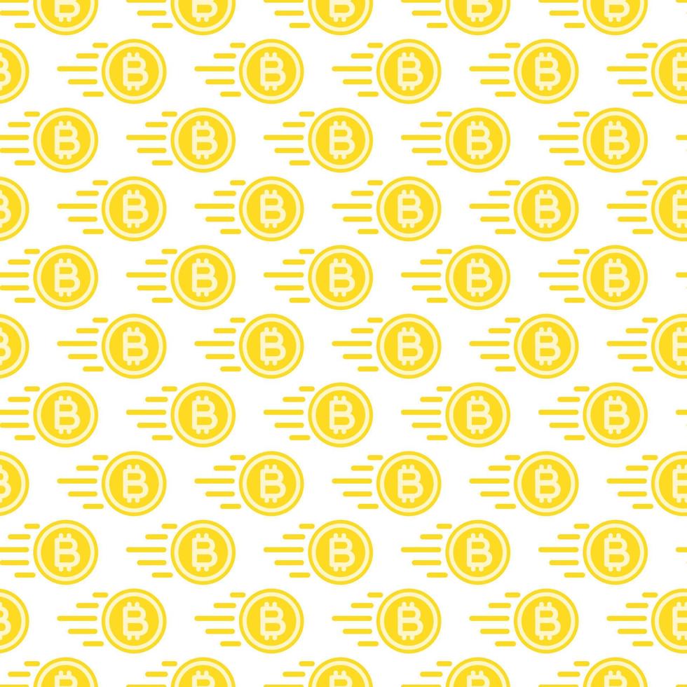 Bit coin seamless pattern consisting of flying money yellow color flat style for cryptocurrency vector