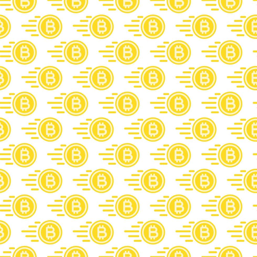 Bit coin seamless pattern consisting of flying money yellow color flat style for cryptocurrency vector