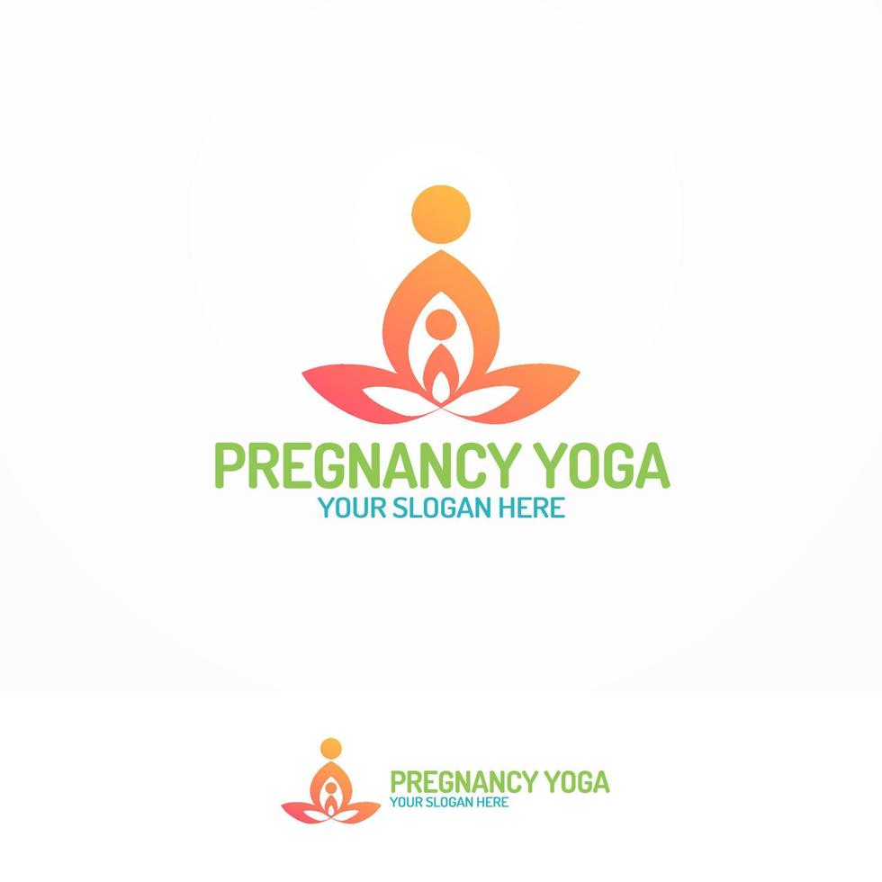 Pregnancy yoga logo set with silhouette mam and baby vector