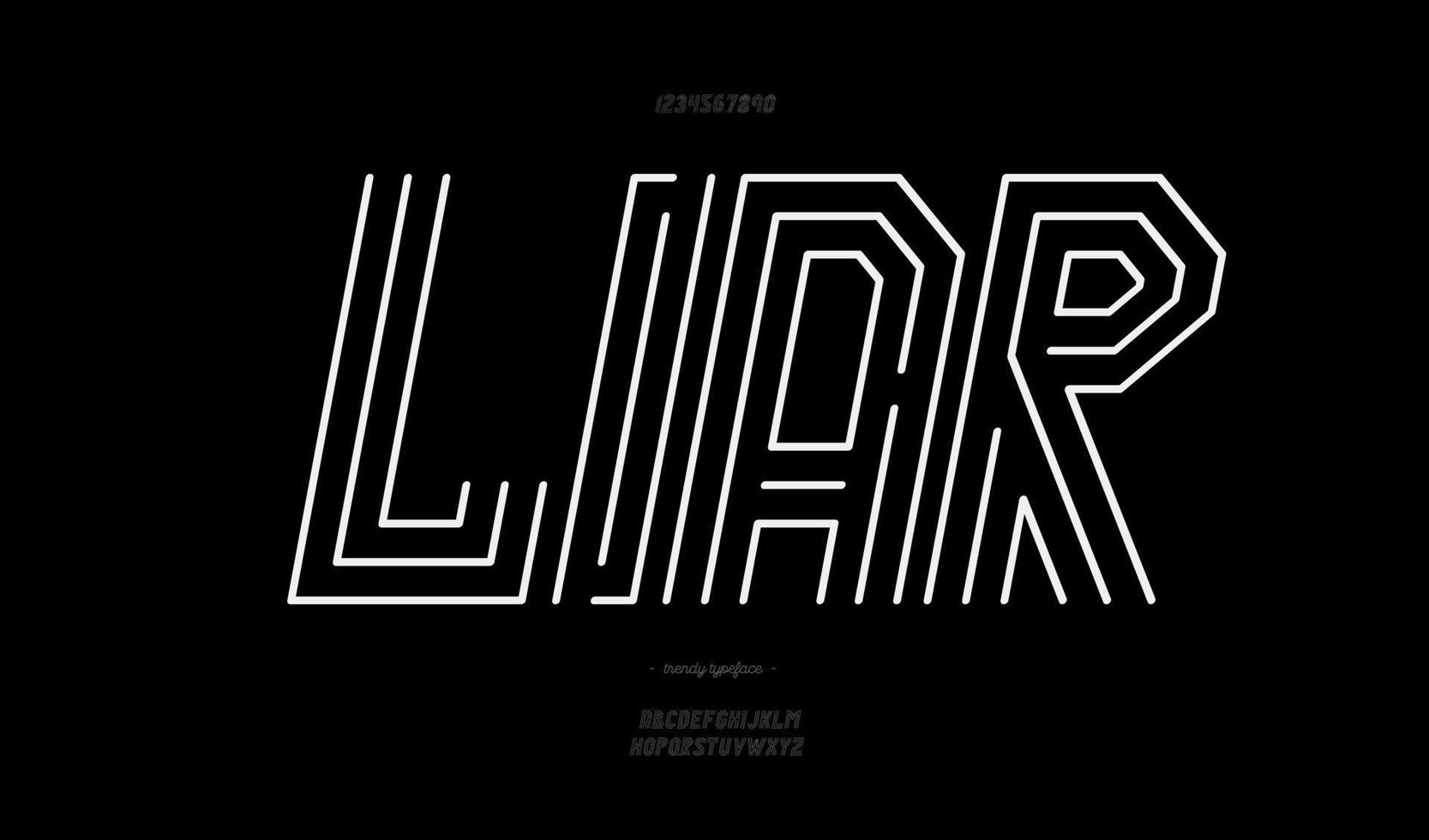 Vector liar font line style modern typography