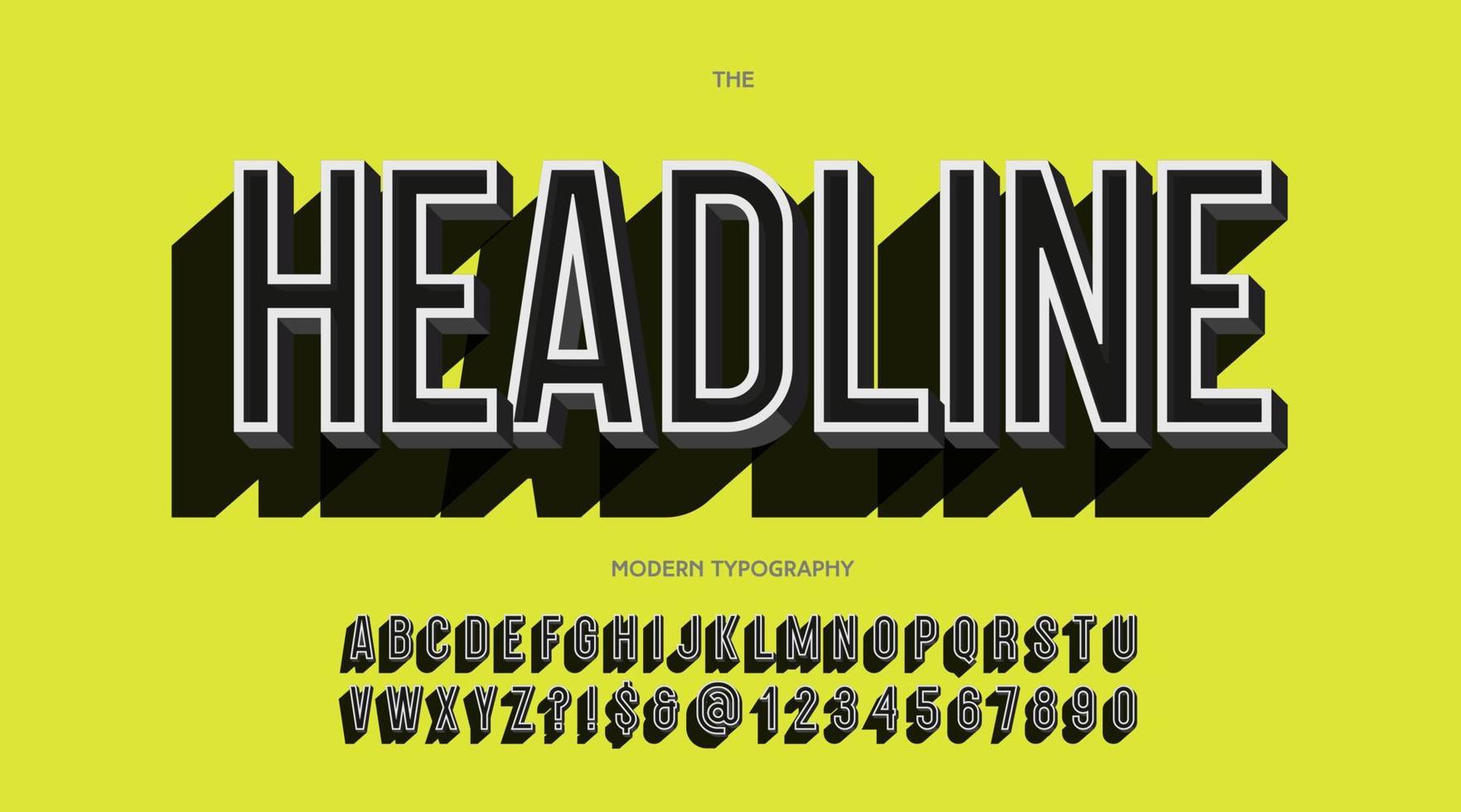 Vector headline font 3d bold style