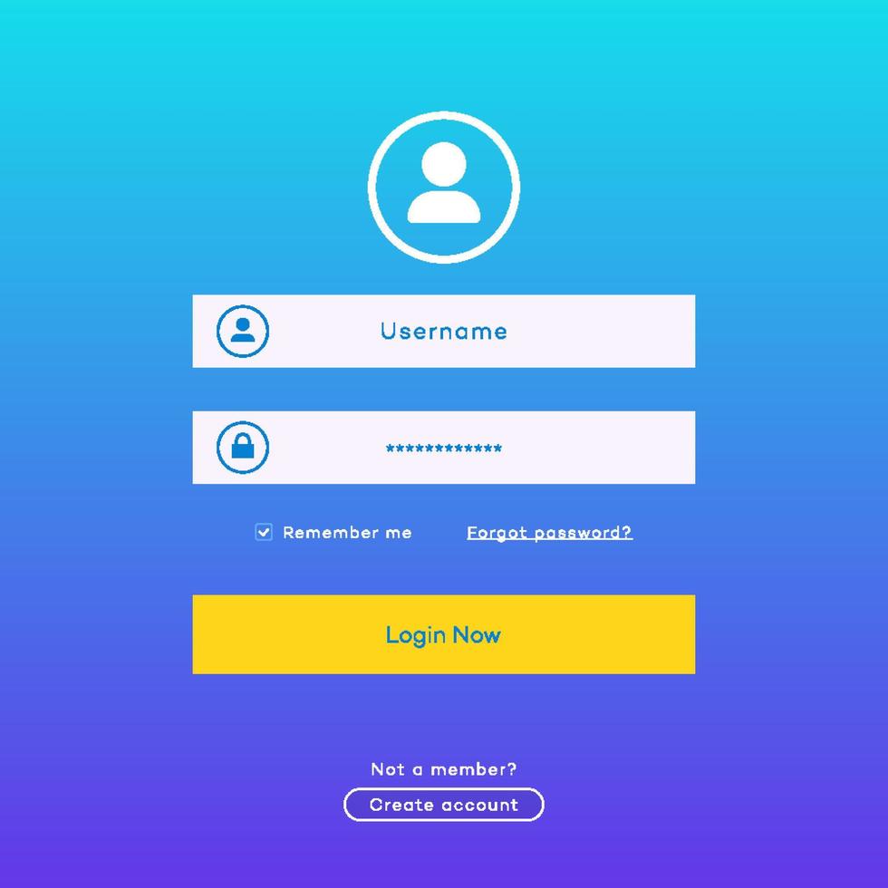 Login form page template vector