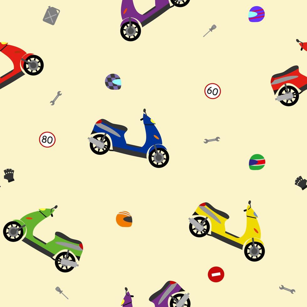 cute motobike pattern for party poster vector