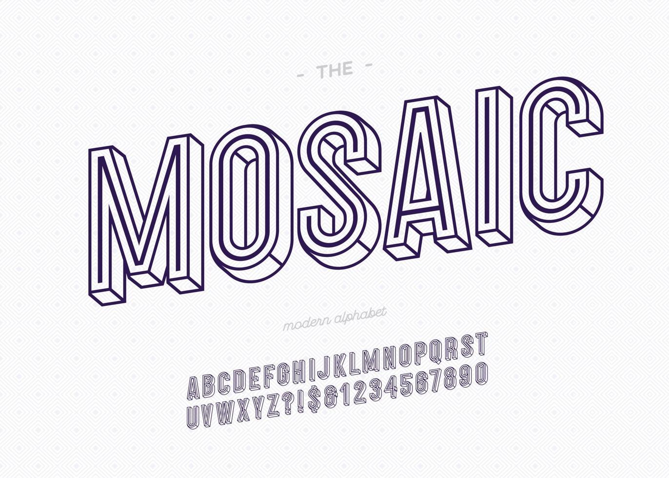 Vector bold mosaic alphabet modern typography