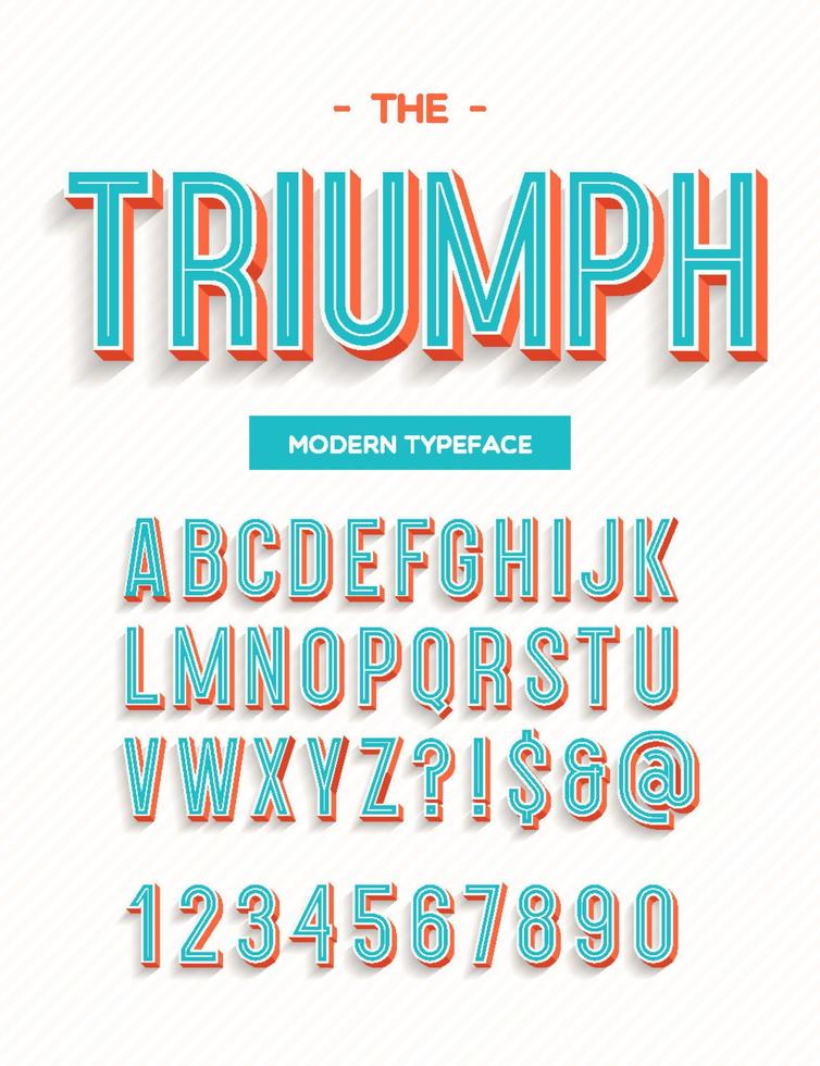 Triumph modern typeface. Font modern typography trend style for printing vector