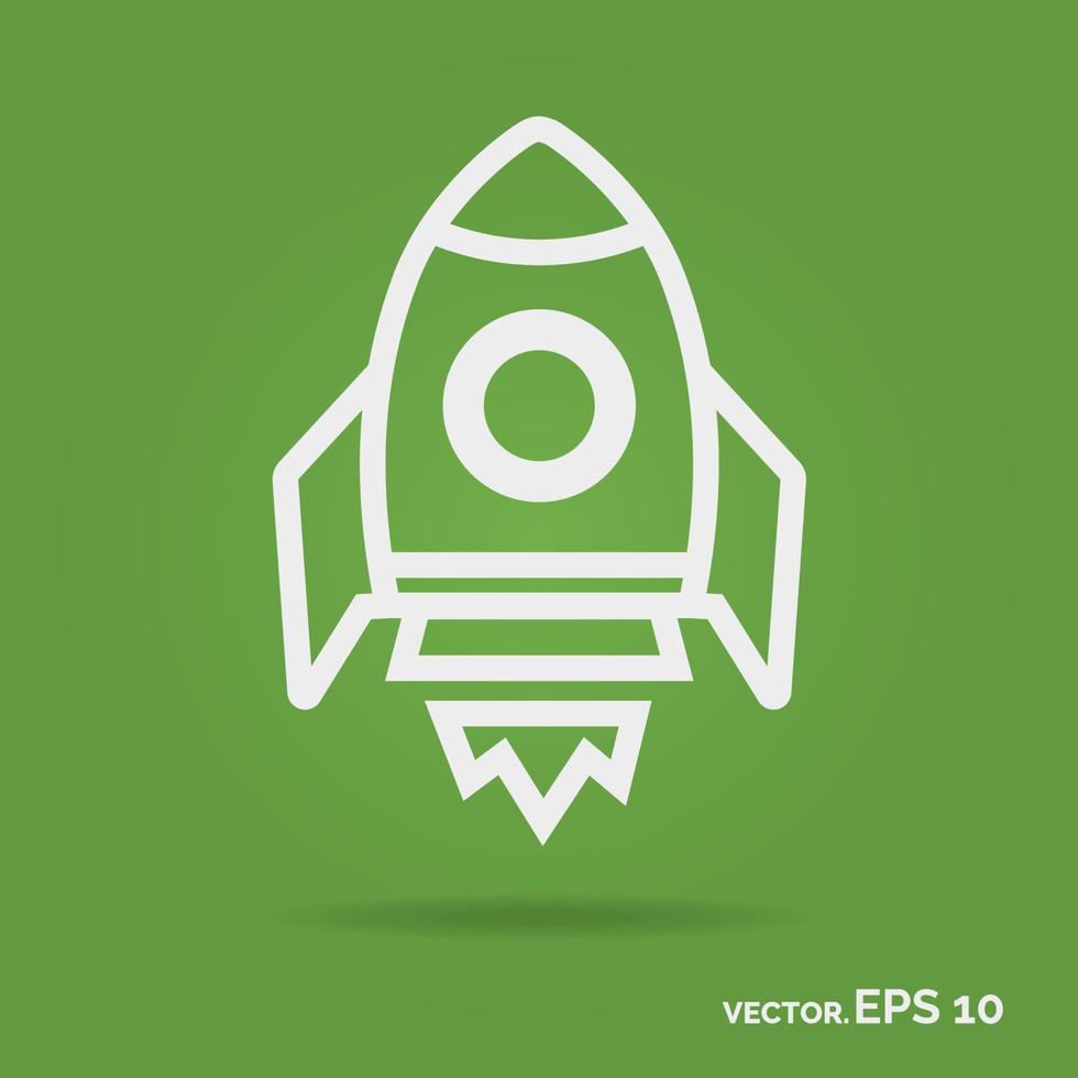 Rocket outline icon white color vector