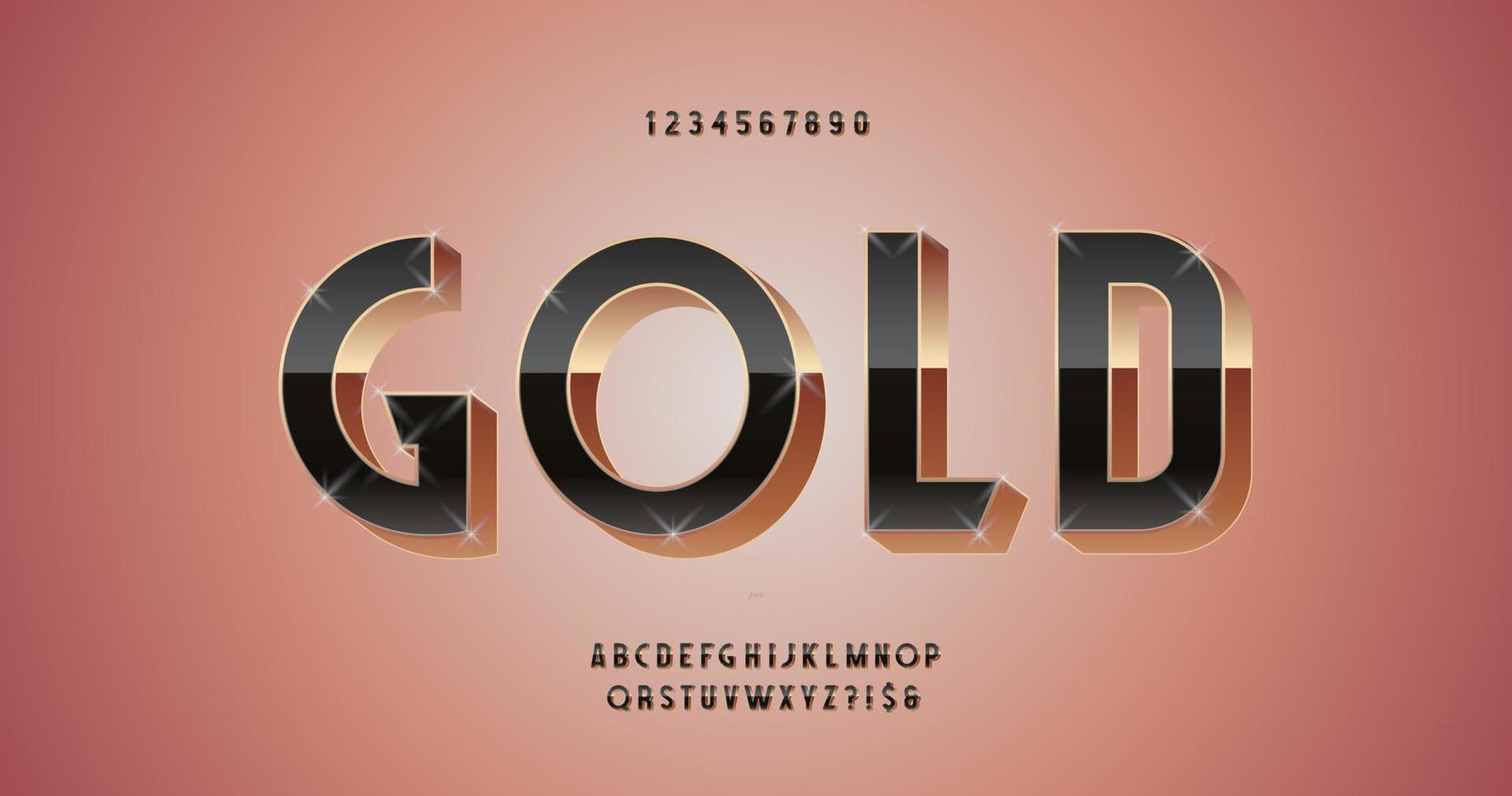 fuente de oro vectorial tipografía moderna de estilo negrita 3d vector