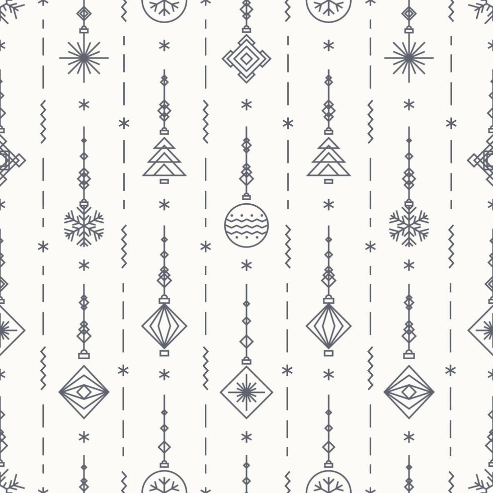 Christmas pattern with new years toy consisting of christmas tree, ball, snowflake vector