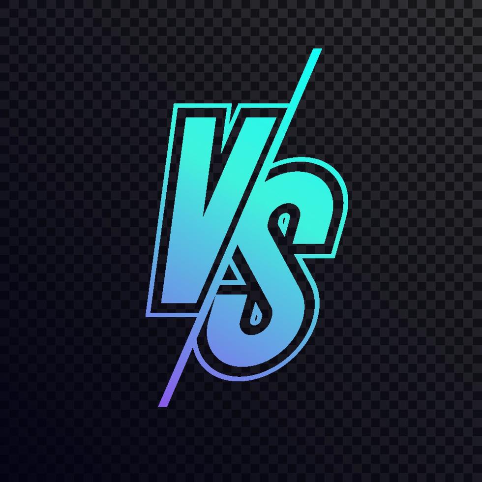 vector versus signo estilo degradado de neón moderno color azul cian