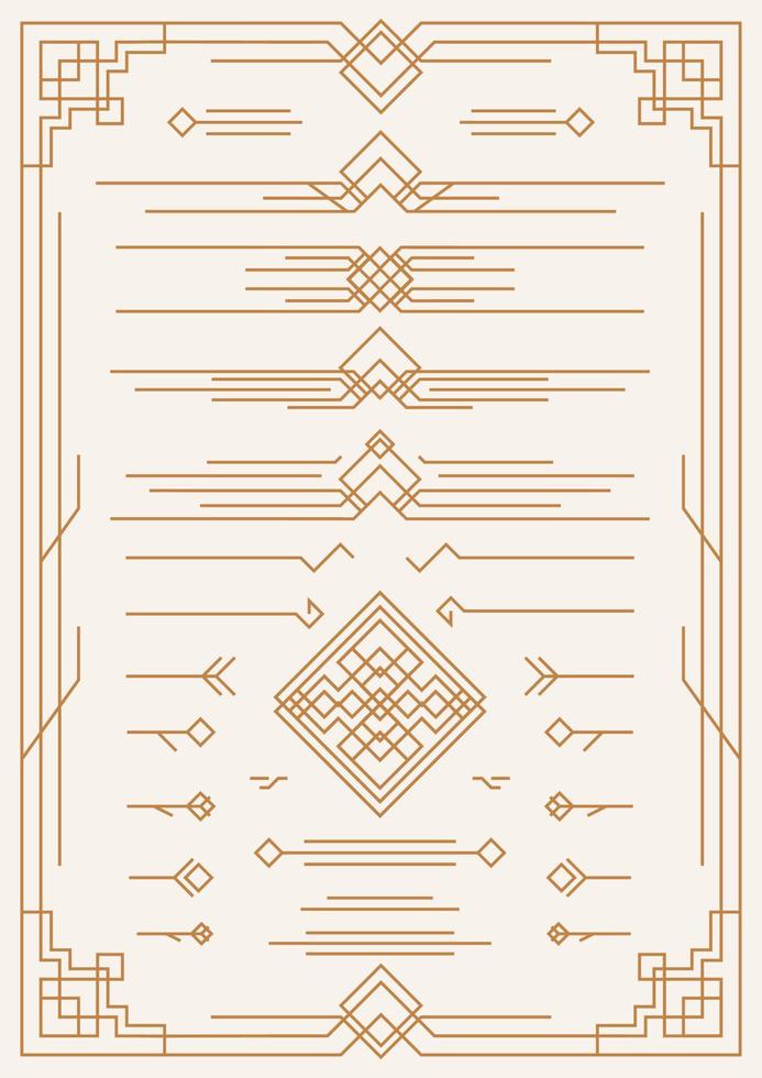 vector art deco and arabic line design elements brown color