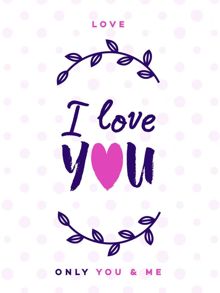 Valentines day greeting card with sign i love you and branches on lovely cute background vector