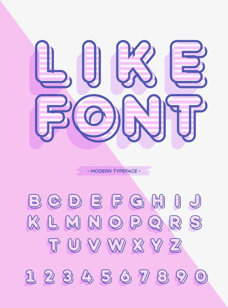 Vector like font 3d style modern typography. Alphabet for kids book